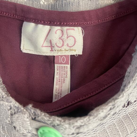 Matilda Jane 435 Gray Lace Dress A Line Green Buttons - Size Girl's 10 - Picture 3 of 7